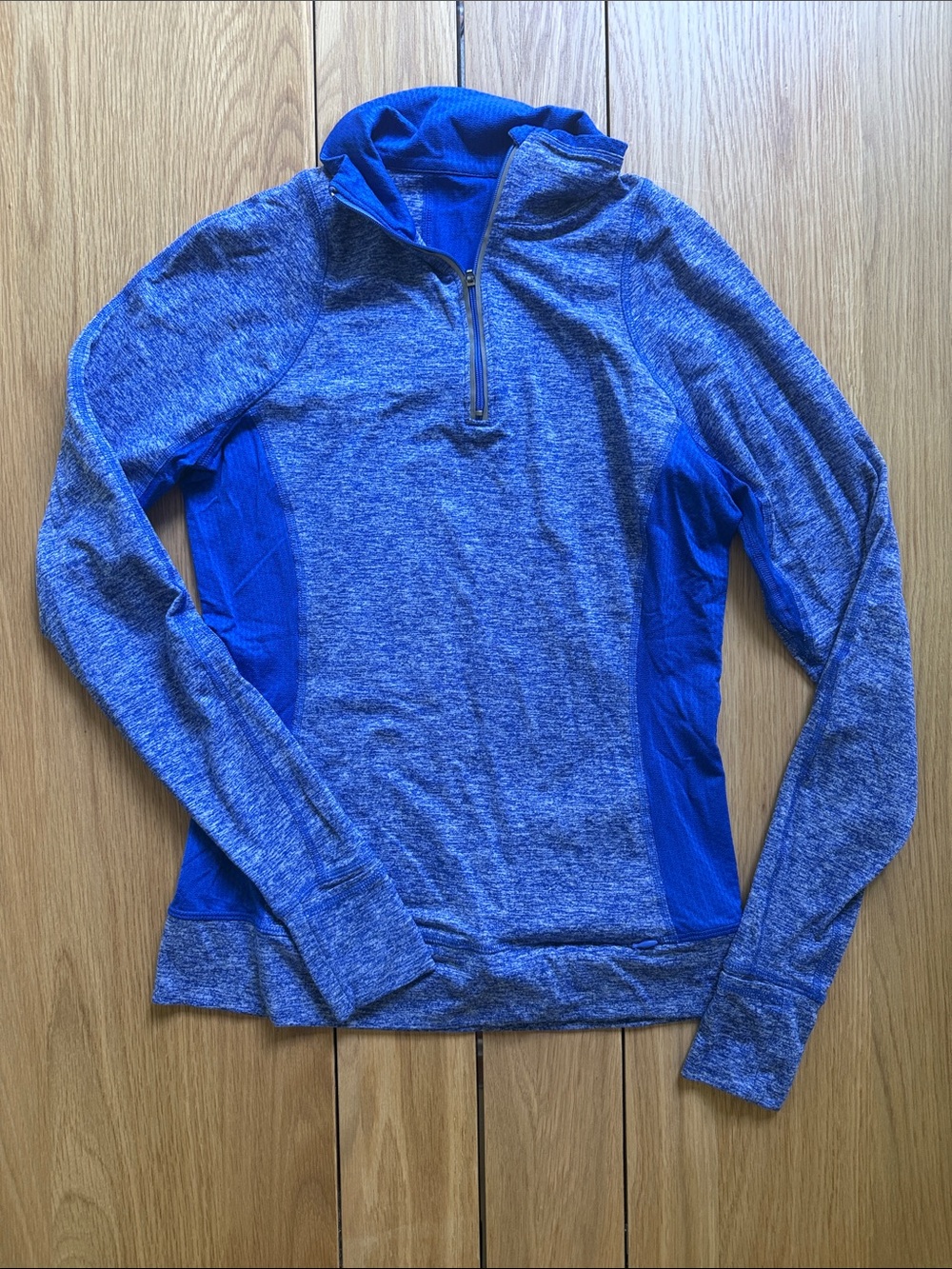 Blue Half-Zip Athletic Pullover with Black Capri Leggings - Picture 4 of 5